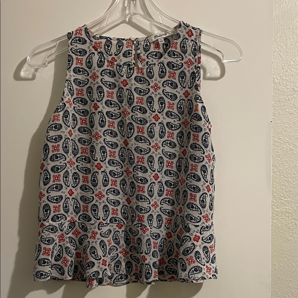 Madewell Paisley Print Tank Top - Navy and Red